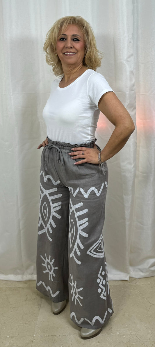 Pantalón taupe lino